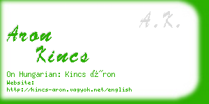 aron kincs business card